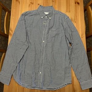 Men’s Navy Gingham Oxford Shirt (Slim Fit)